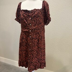 Lost & Wander Getaway Island Mini Dress Floral Smocked Back Ruffle Hem